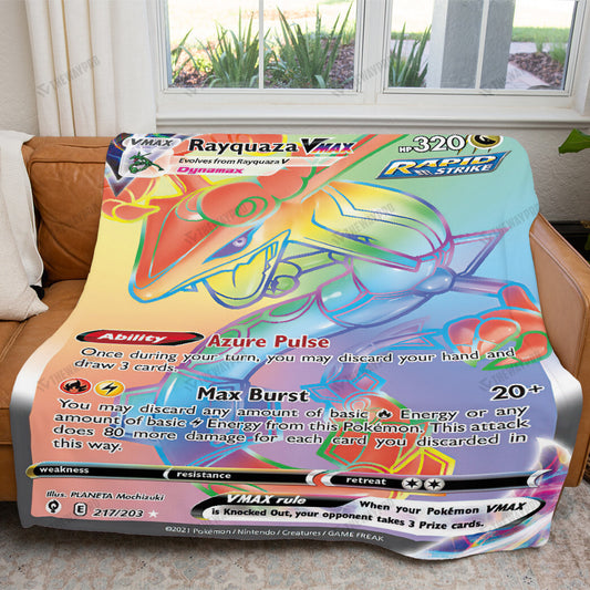 Anime Rayquaza VMAX Evolving Skies Custom Soft Blanket