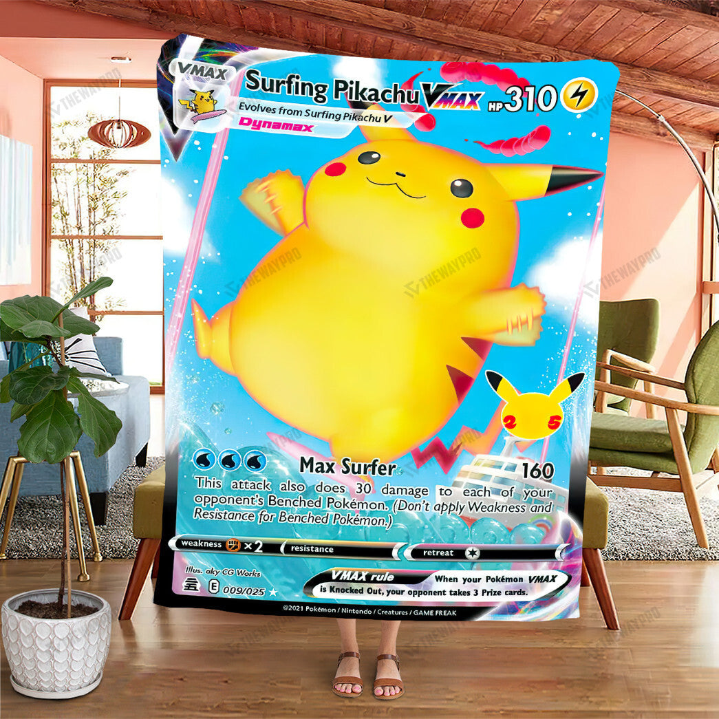 Anime Surfing Pikachu VMAX Custom Soft Blanket