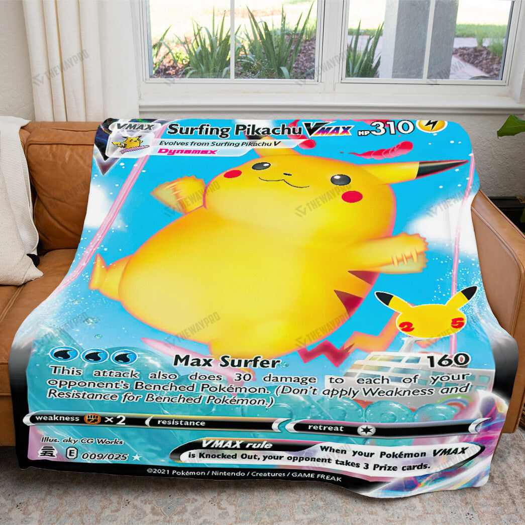 Anime Surfing Pikachu VMAX Custom Soft Blanket