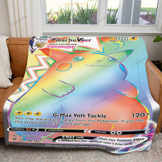 Anime Pikachu VMAX Rainbow Custom Soft Blanket