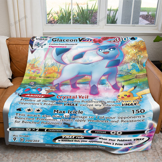 Anime Glaceon VMAX Evolving Skies Custom Soft Blanket