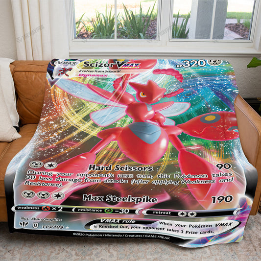 Anime Scizor VMAX Darkness Ablaze Custom Soft Blanket