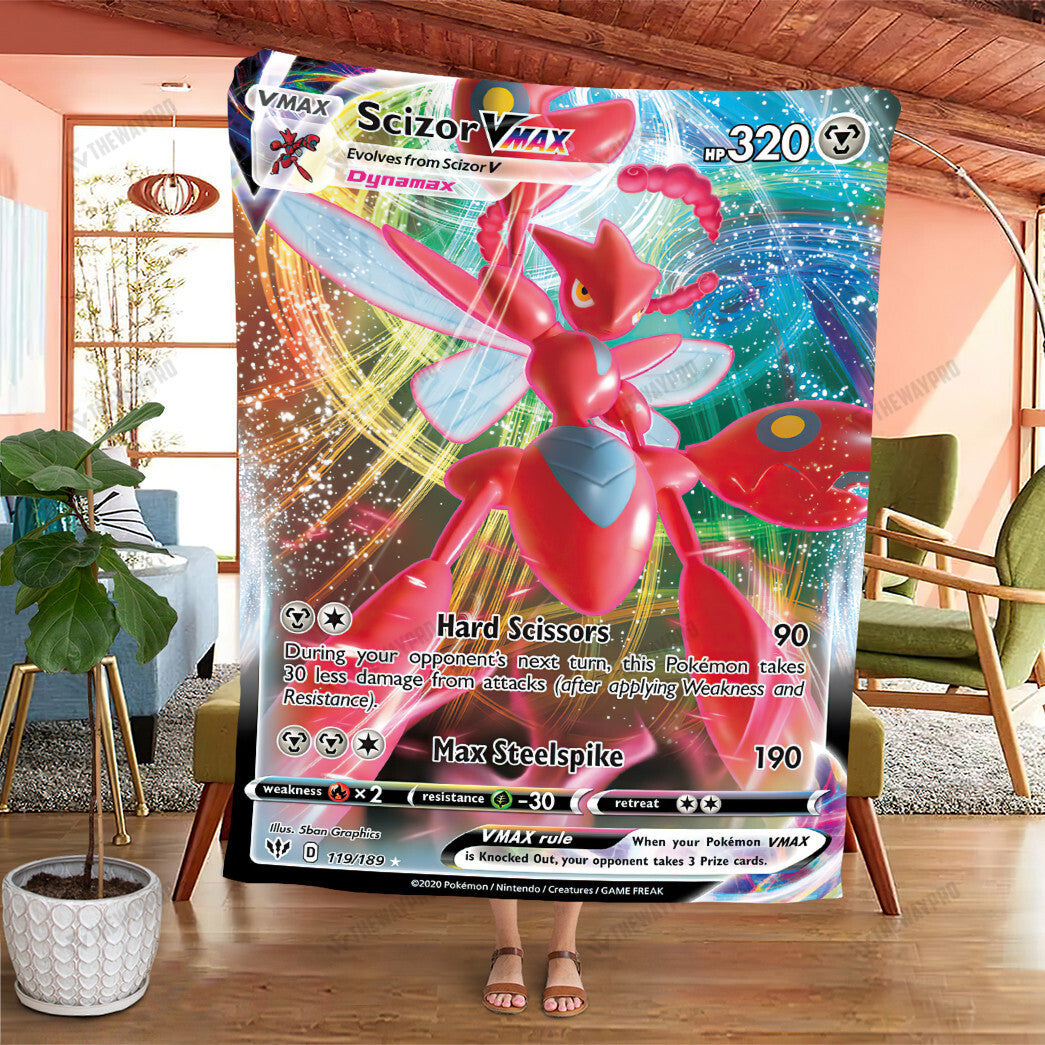 Anime Scizor VMAX Darkness Ablaze Custom Soft Blanket