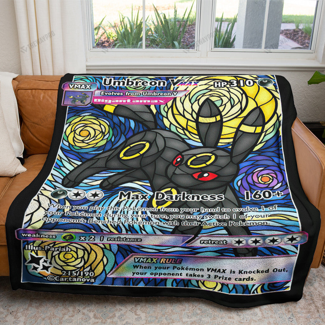 Anime Card Umbreon Van Gogh Hybrid Stain Glass Custom Soft Blanket