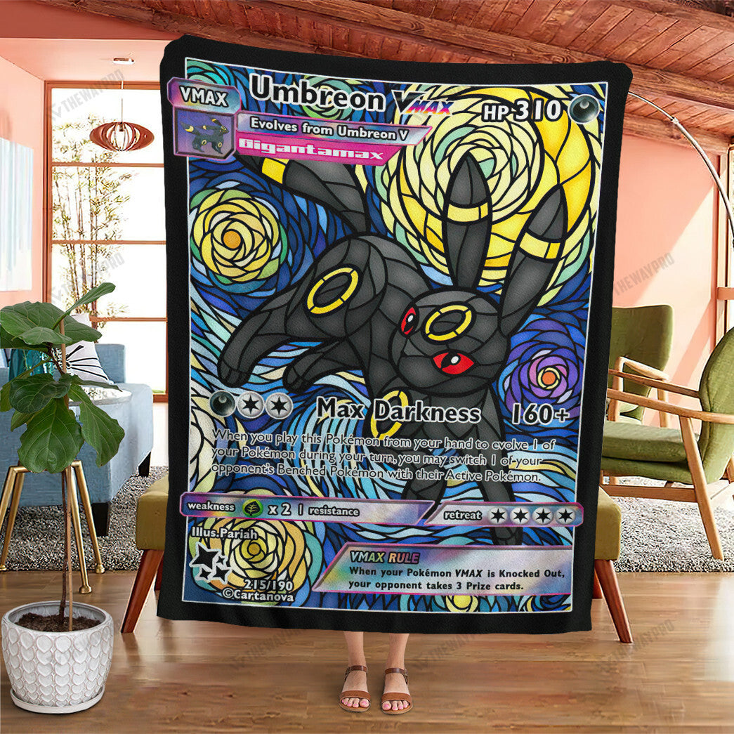 Anime Card Umbreon Van Gogh Hybrid Stain Glass Custom Soft Blanket