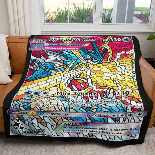 Anime Card Gyarados Hybrid Vmax Stain Glass Custom Soft Blanket