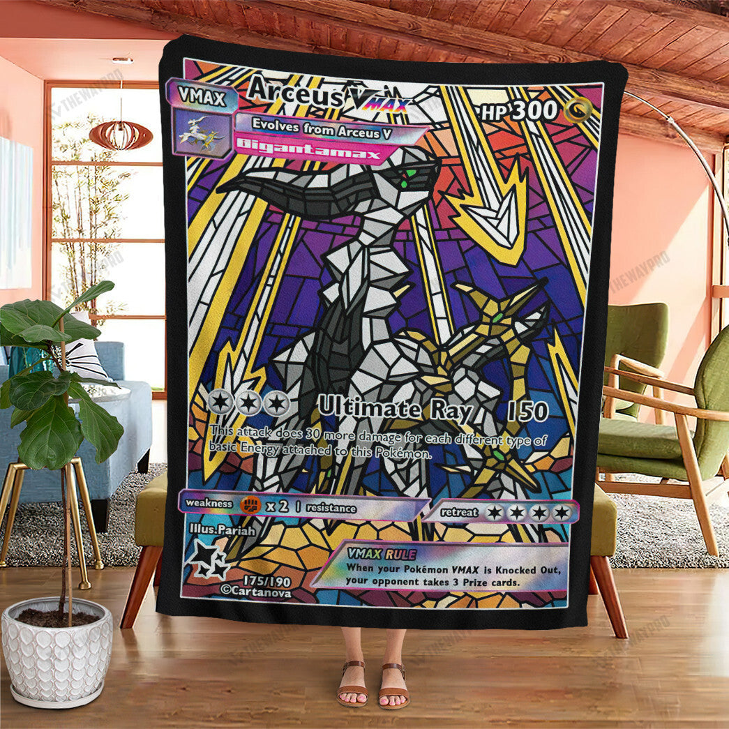 Anime Card Arceus Hybrid Vmax Stain Glass Custom Soft Blanket