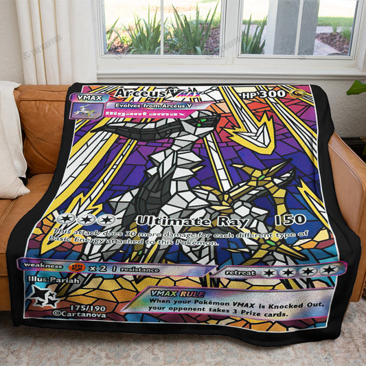 Anime Card Arceus Hybrid Vmax Stain Glass Custom Soft Blanket