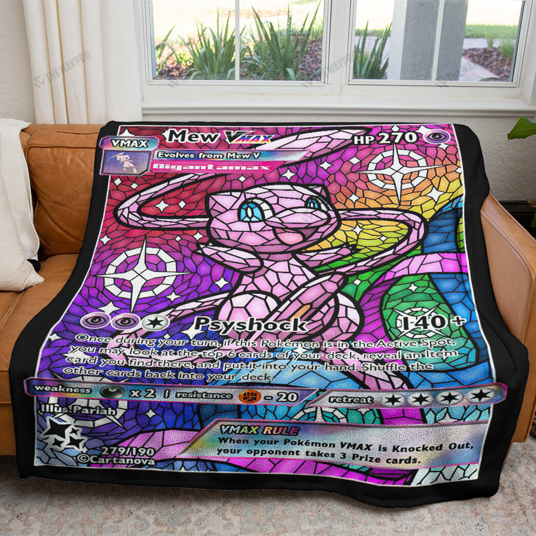 Anime Card Mew Hybrid Vmax Stain Glass Custom Soft Blanket