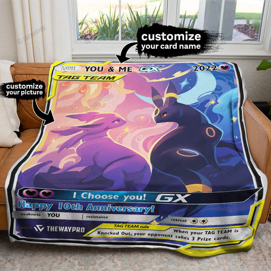 Anime Tag Team Umbreon And Espeon Couple Personalized Custom Soft Blanket - Design can be customized