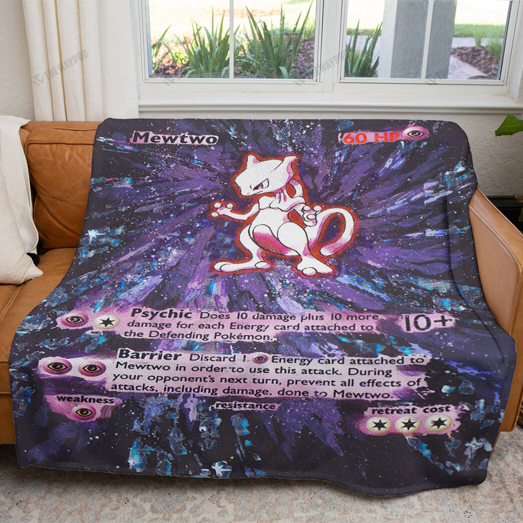 Painted Mewtwo Custom Soft Blanket