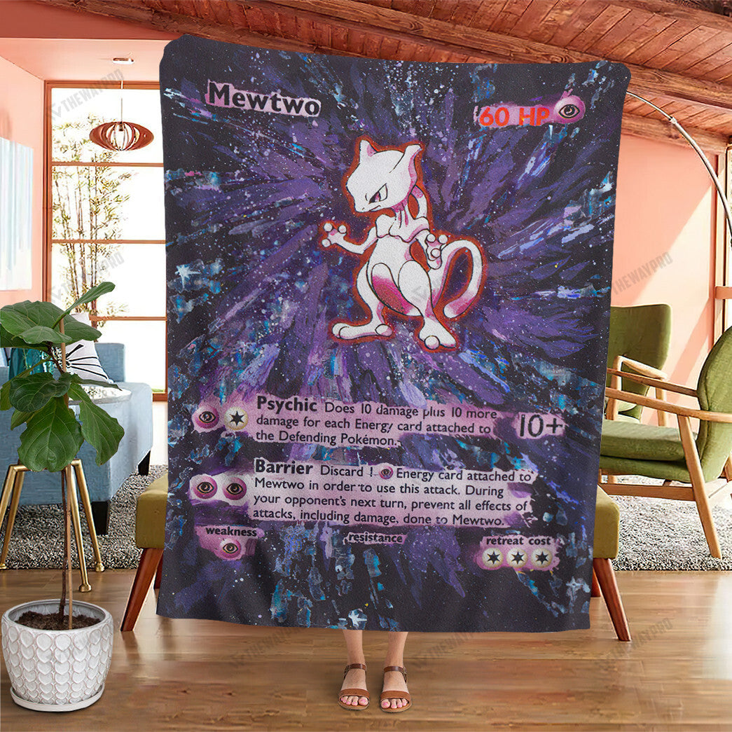 Painted Mewtwo Custom Soft Blanket