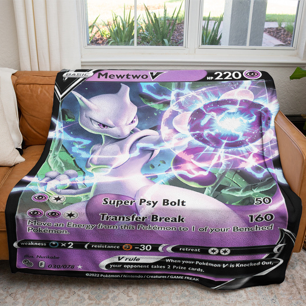 Mewtwo V 2022 Custom 2-Side Printed Thicken Soft Blanket