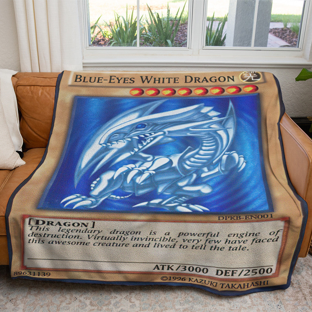 YGO Blue Eyes White Dragon Custom 2-Side Printed Thicken Soft Blanket