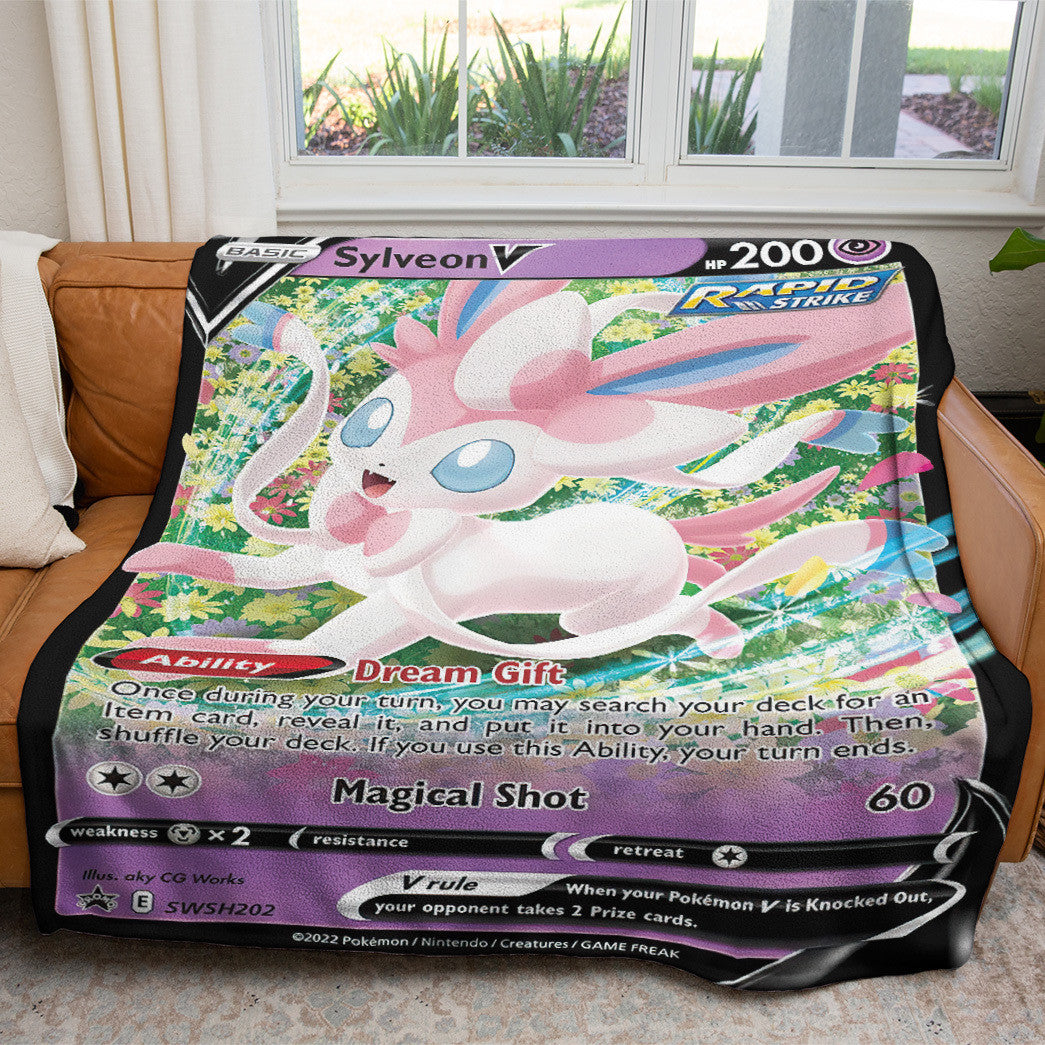 Sylveon V 2022 Custom 2-Side Printed Thicken Soft Blanket