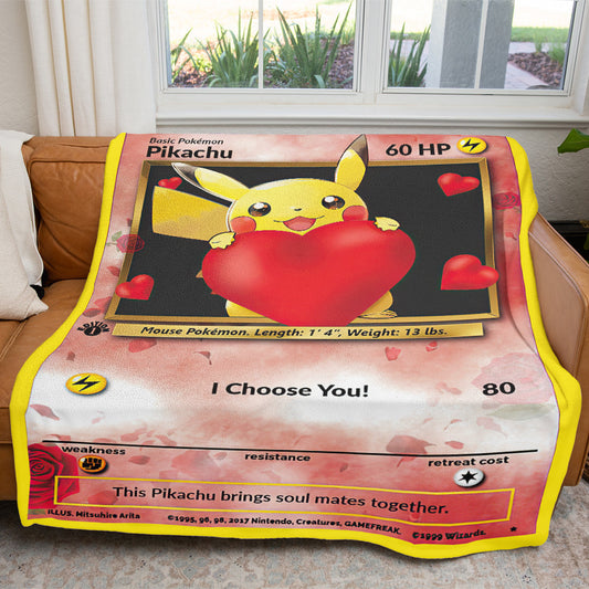 Anime Pikachu I Choose You Custom Soft Blanket