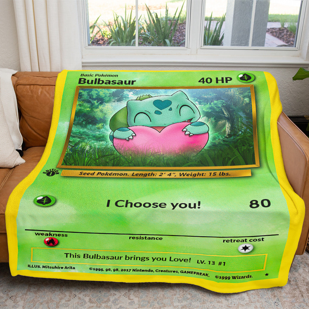 Anime Bulbasaur I Choose You Custom Soft Blanket