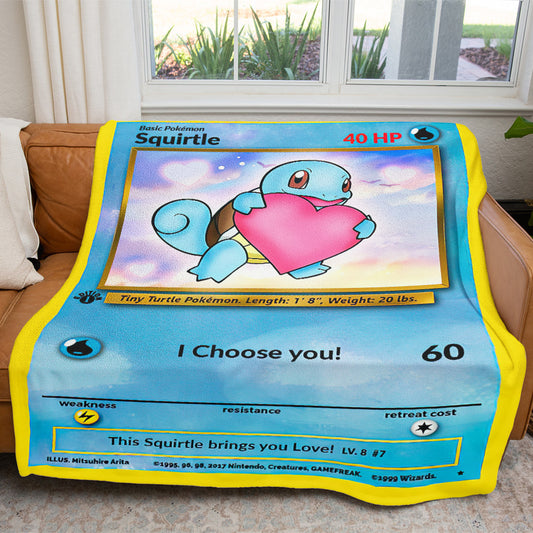 Anime Squirtle I Choose You Custom Soft Blanket