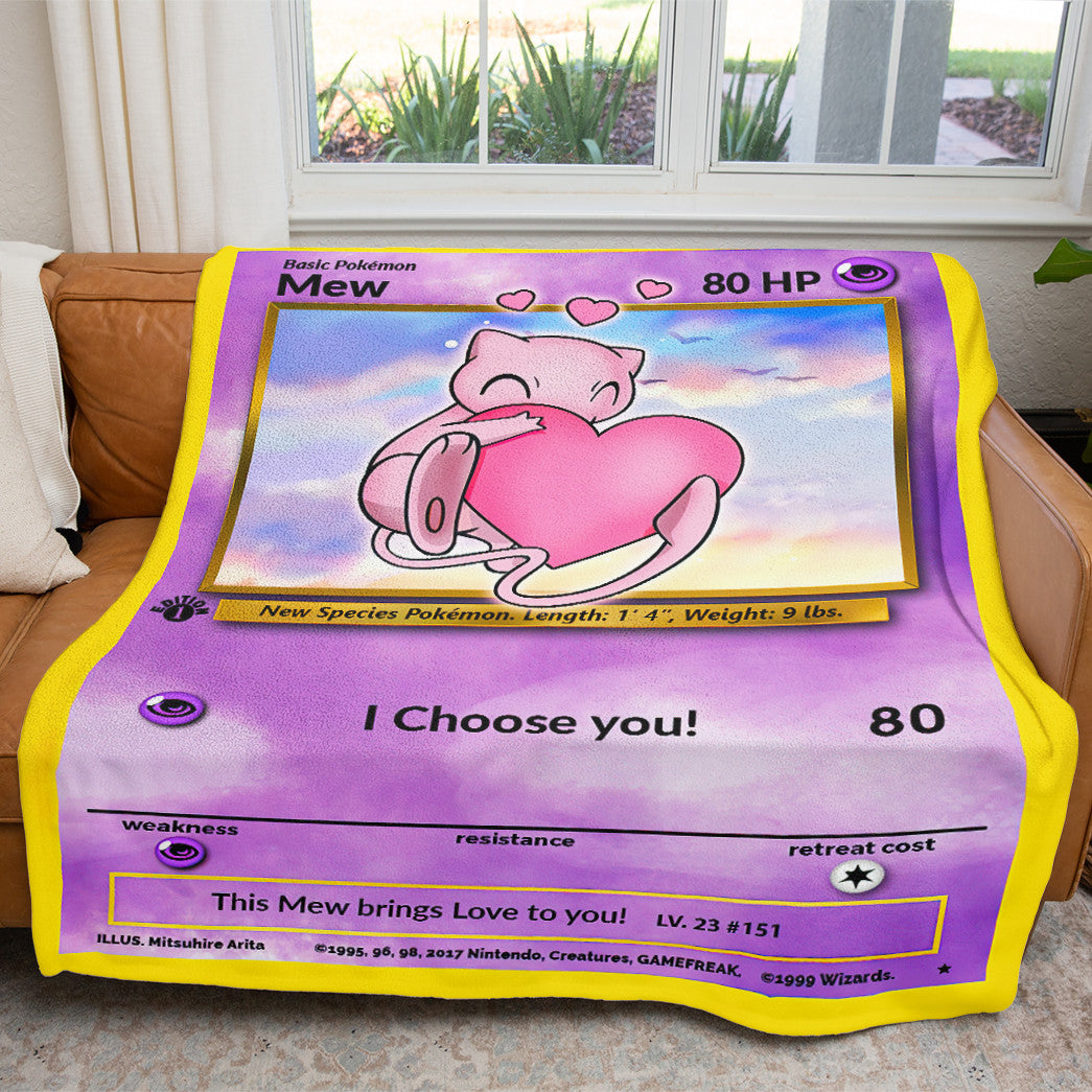 Anime Mew I Choose You Custom Soft Blanket