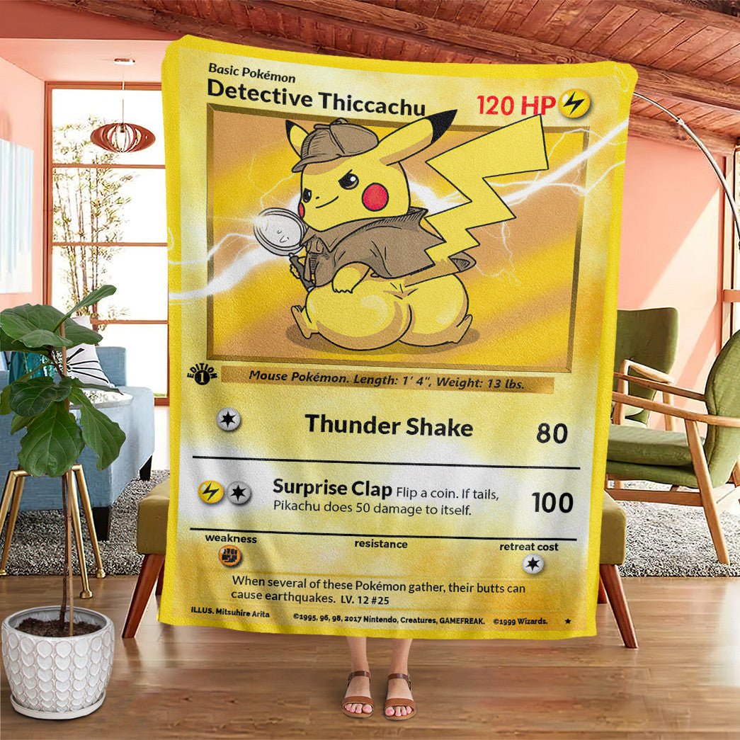 Detective Thiccachu Custom Soft Blanket