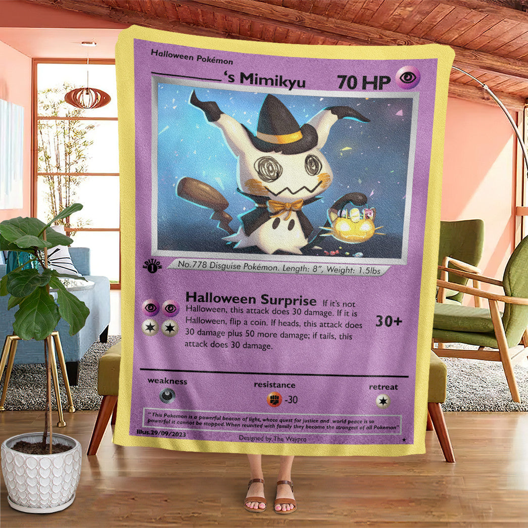 Halloween Mimikyu Card Custom Soft Blanket