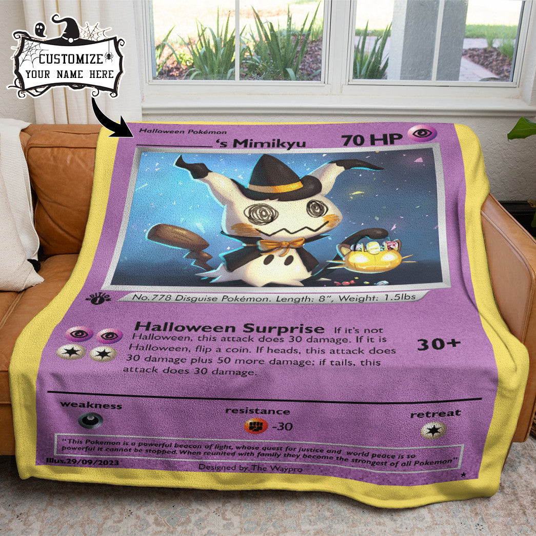 Halloween Mimikyu Card Custom Soft Blanket