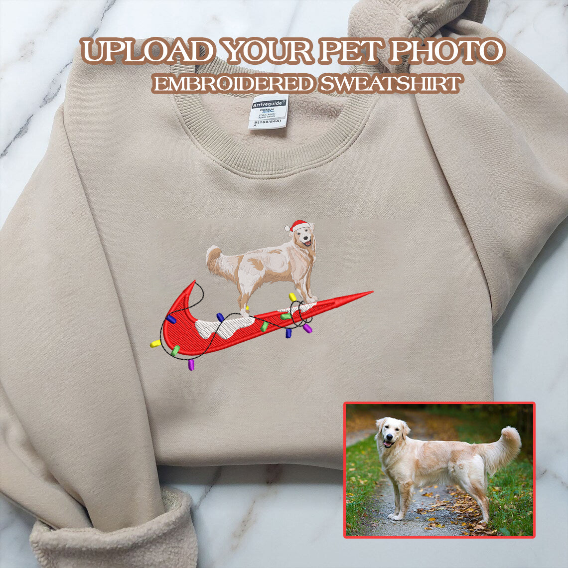 Personalized Embroidered Christmas Swoosh Pet Dog Cat Hoodie Sweatshirt T-Shirt