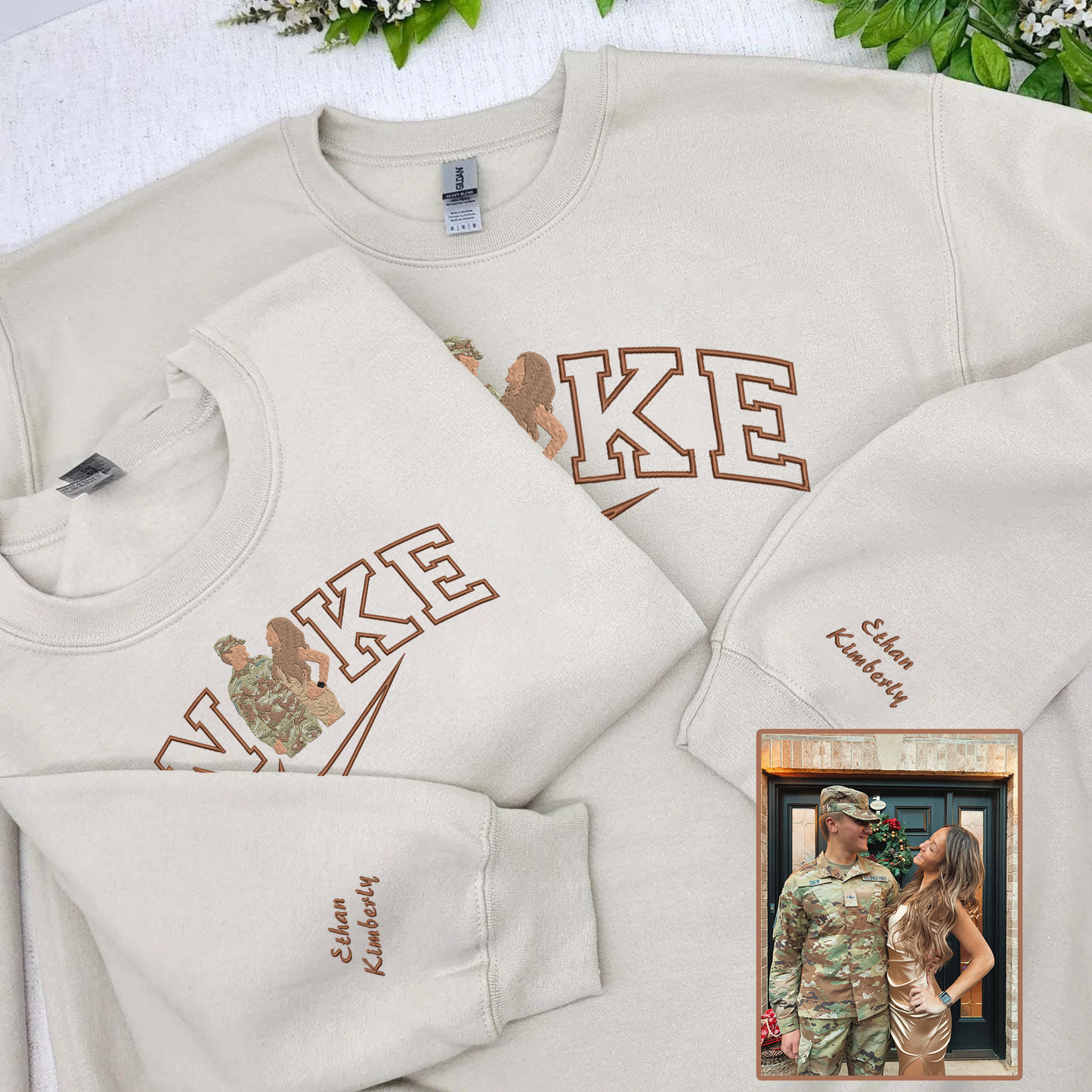 Valentine Personalized Embroidered Couple NKE Hoodie Sweatshirt T-Shirt