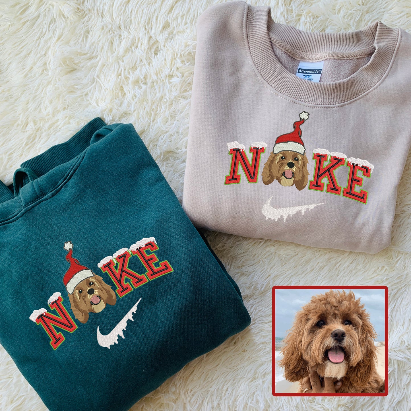 Personalized Embroidered Christmas Snow Pet Dog Cat Hoodie Sweatshirt T-Shirt