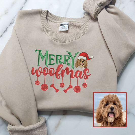 Personalized Embroidered Merry Woofmas Pet Dog Cat Hoodie Sweatshirt T-Shirt