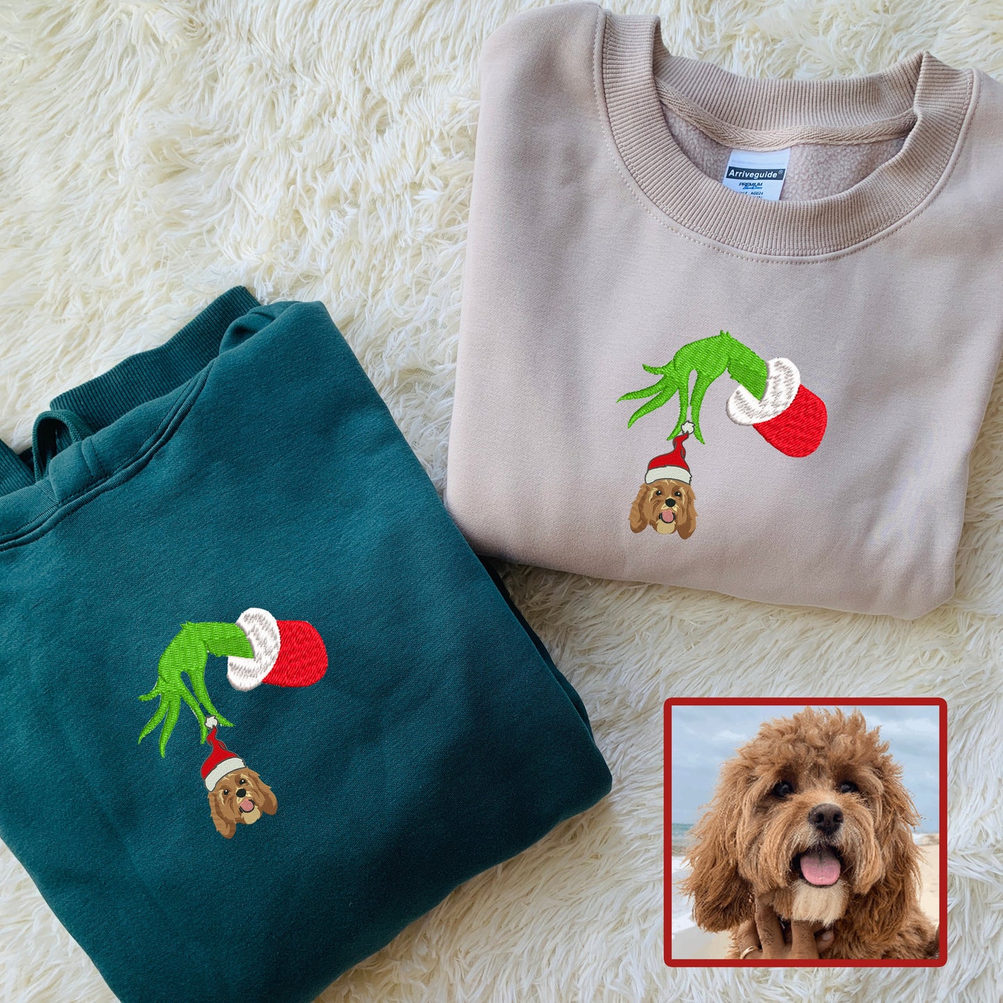 Personalized Embroidered Christmas The G-r-i-n-c-h Pet Dog Cat Hoodie Sweatshirt T-Shirt