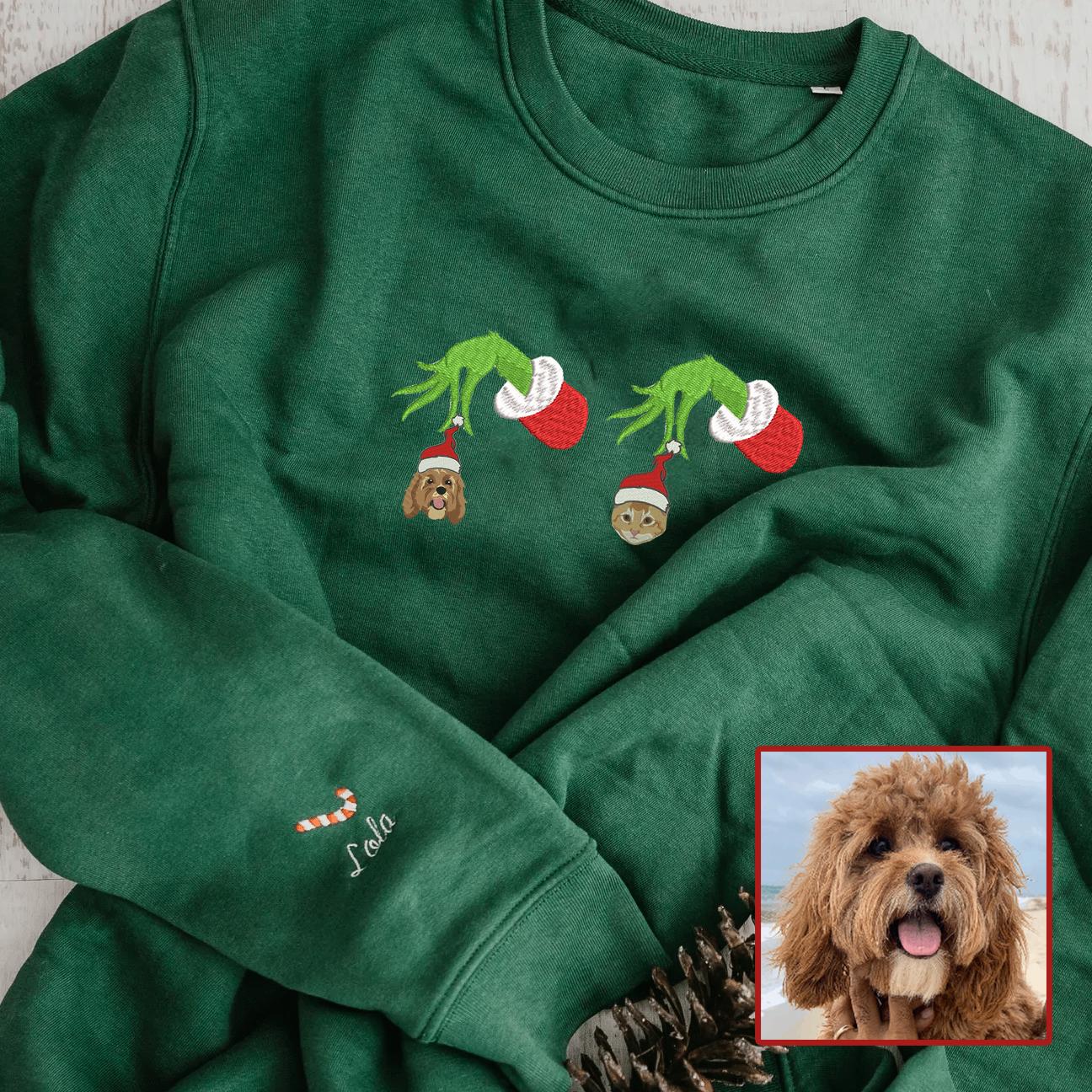 Personalized Embroidered Christmas The G-r-i-n-c-h Pet Dog Cat Hoodie Sweatshirt T-Shirt